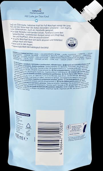 Nährwerte und Zutaten dm babylove Kopf bis Fuss Waschgel Nachfüllpack