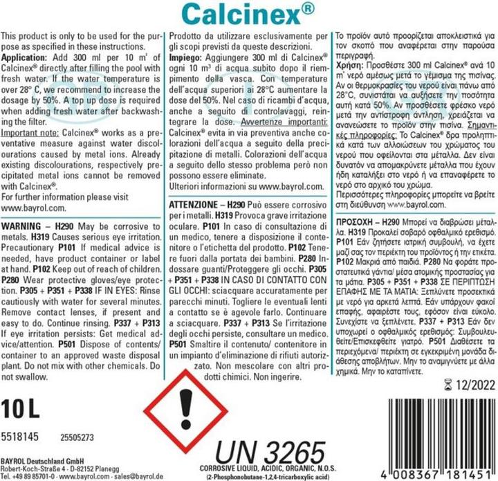 Actual product image Bayrol Calcinex 10L UN3265 (10000 ml)