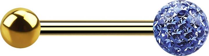 Image du produit Star Piercing Barbell plaqué or avec boule et boule de cristal bleu clair époxy de protection (sans laiton, Titane G23)