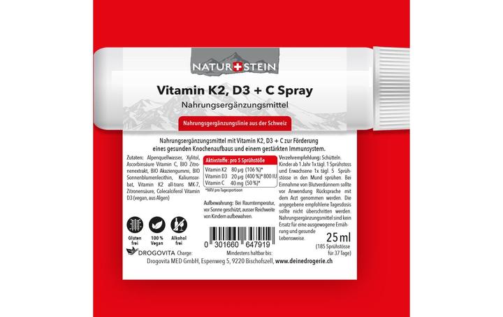 Immagine prodotto Naturstein Vitamin K2 D3 + C (1 Pezzo/i, Getto vaporizzato, 42 g)