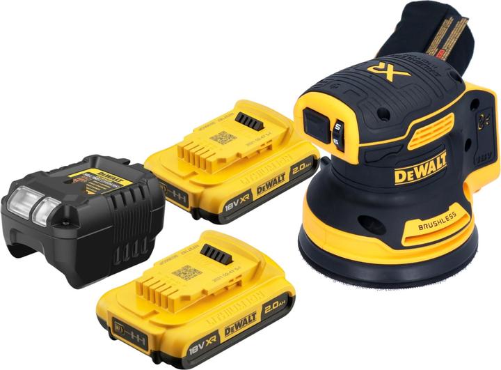 Produktbild DeWalt DCW 210 D2 Akku Exzenterschleifer 18 V 125 mm Brushless + 2x Akku 2,0 Ah + Ladegerät (Exzenterschleifer)