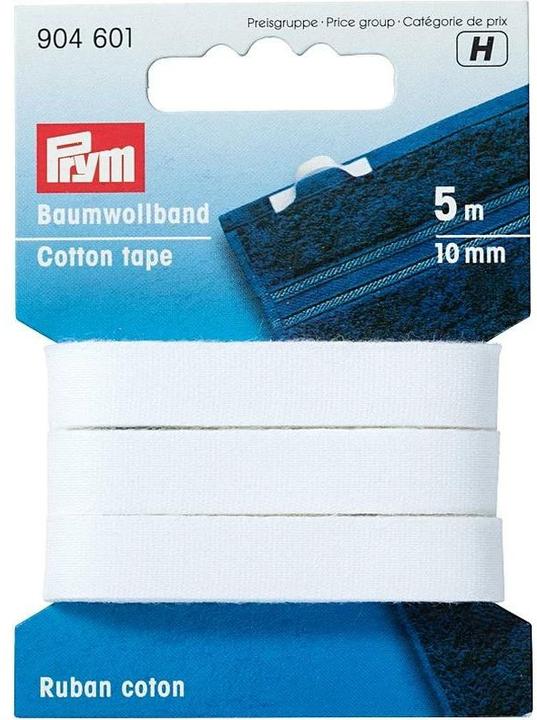 Image du produit Prym Ruban en coton, blanc 10 mm, carte 5 m