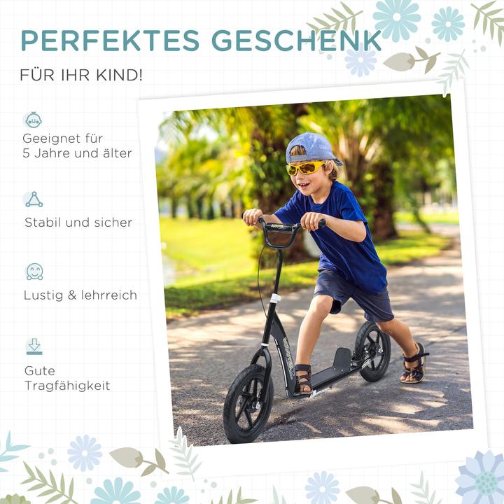 Immagine prodotto Homcom Monopattino per bambini con battistrada antiscivolo, cavalletto per bici in metallo per il