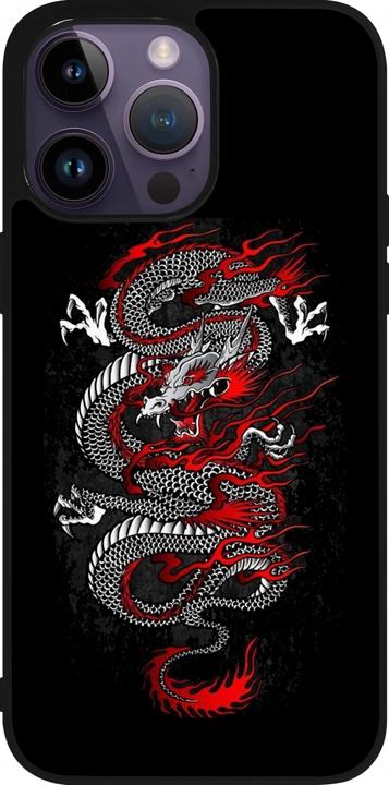 Produktbild PhoneLook Hülle Silikon schwarz Japanese style Dragon Tattoo Red Black (Apple iPhone 15 Pro Max)