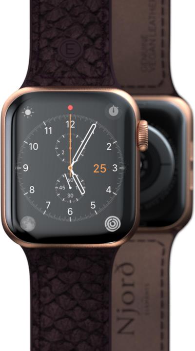 Actual product image Njord Eldur Watch Strap For (45 mm, 44 mm, Vegan Leather, Silicone, Vegan salmon leather)