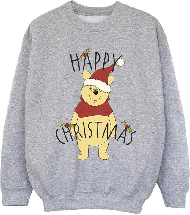 Actual product image Disney Girls Winnie The Pooh Happy Christmas Holly Sweatshirt (152, 158)