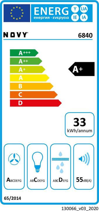 Energy Label NOVY HOTTE DE PLAFOND PURE LINE 6840 (Flat-screen hood)