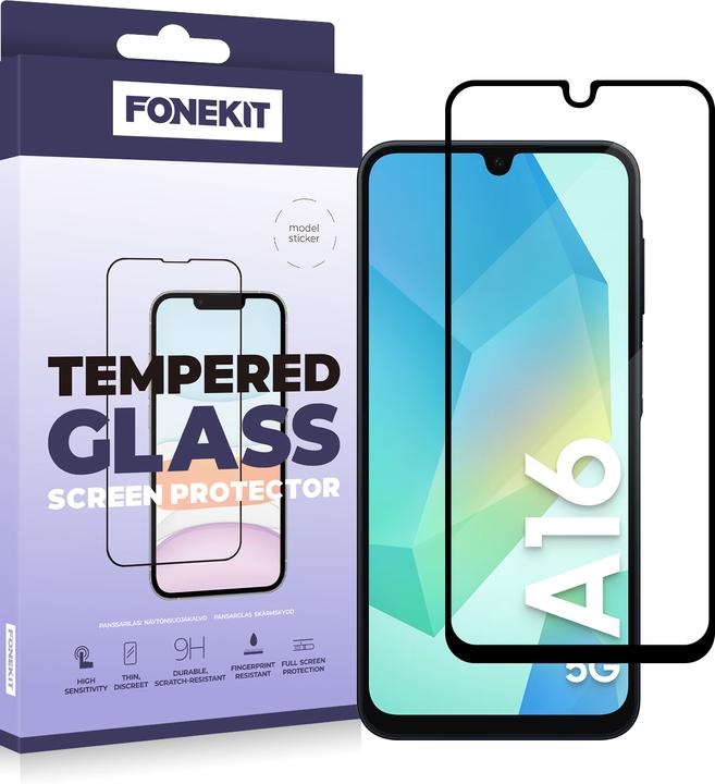 Image du produit FoneKit Full Cover Tempered Glass, Samsung Galaxy A16, black (1 pièce(s), Samsung Galaxy A16)