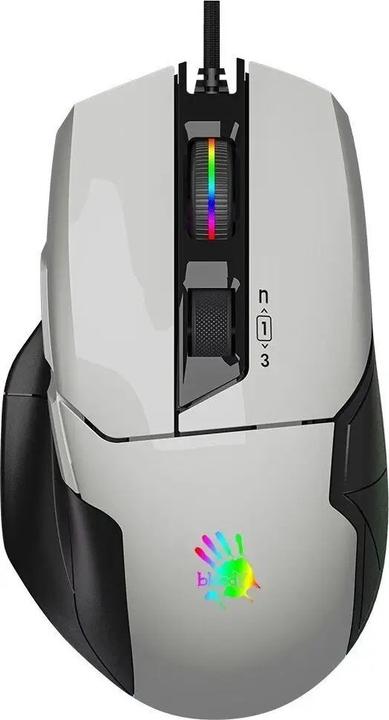 A4Tech Bloody W70 Max Activated, RGB podsvícená herní myš, 12000 DPI, USB, bílá (Cablato)