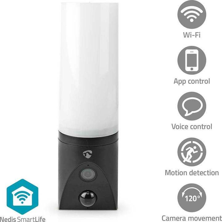 Image du produit Nedis SmartLife Caméra d'extérieur | Wi-Fi | Lumière ambiante | Full HD 1080p | IP65 | Stockage dans le (1920 x 1080 Pixels)