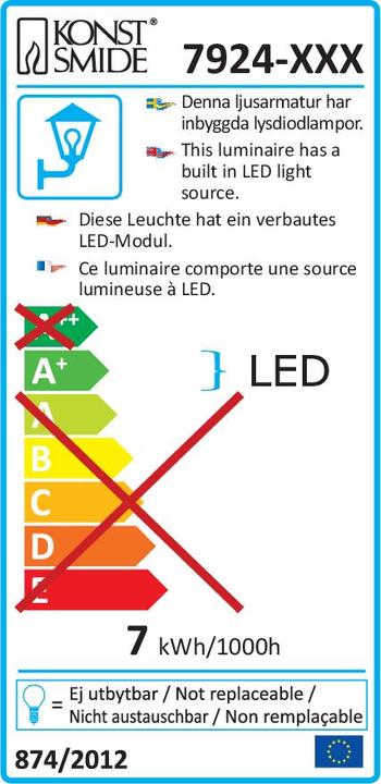 Etichetta energetica Konstsmide Lampada da parete per esterni a LED 6 W caldo (210 lm, IP54)