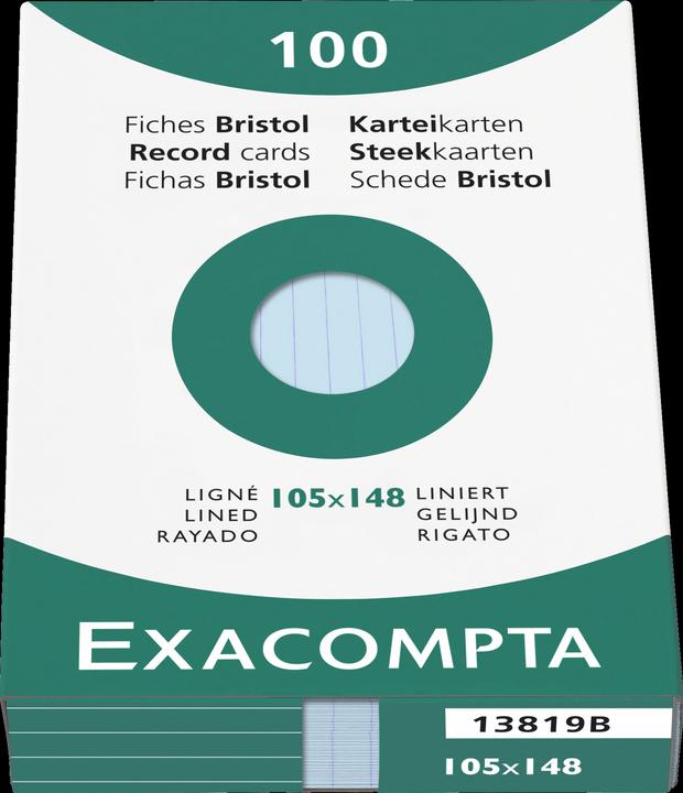 Produktbild Exacompta Karteikarten liniert blau, 100 (A6, 205 g/m², 100 x)
