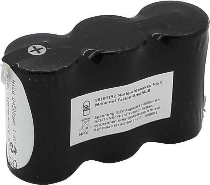 Immagine prodotto XCell Batteria per luce di emergenza NiCd 3,6V 4500mAh F1x3 Mono con connettore Faston 4,8mm (4500 mAh, Batteria + Caricabatterie)