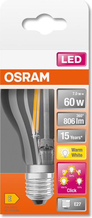 Produktbild Osram Led Three Step Dim Classic A (E27, 6.50 W, 806 lm, 1 x, E)