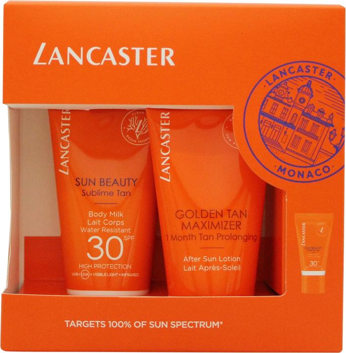 Lancaster Sun Beauty Geschenk-Set 50ml mit Sun Beauty Body Milk SPF30 50ml, After Sun Golden Maximiser
