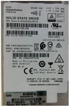 Actual product image HPE Drv SSD 800gb Sff Sas Wi Ds Sc (800 GB)