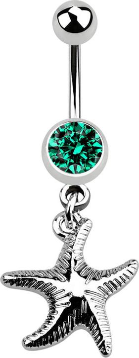 Produktbild Star Piercing Banane silber mit Anhänger Seestern türkis (Chirurgenstahl 316L, ohne Messing)