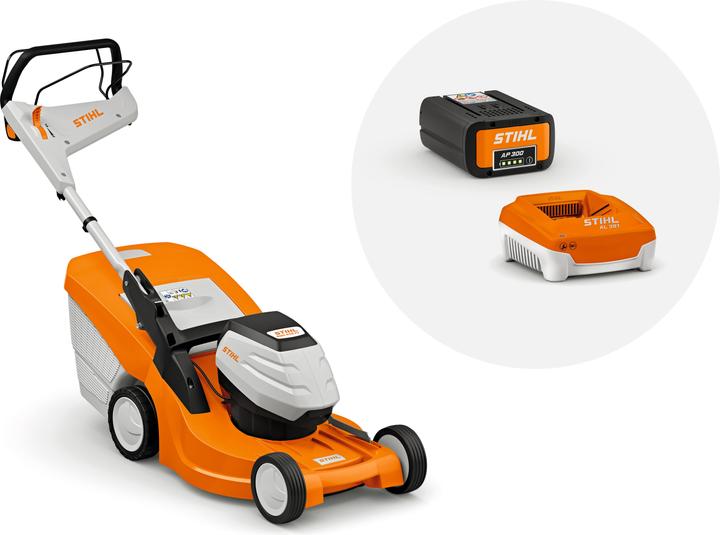 Actual product image Stihl RMA 448 PV cordless lawn mower with AP 300 S battery and AL 301 charger (Rechargeable battery operated)