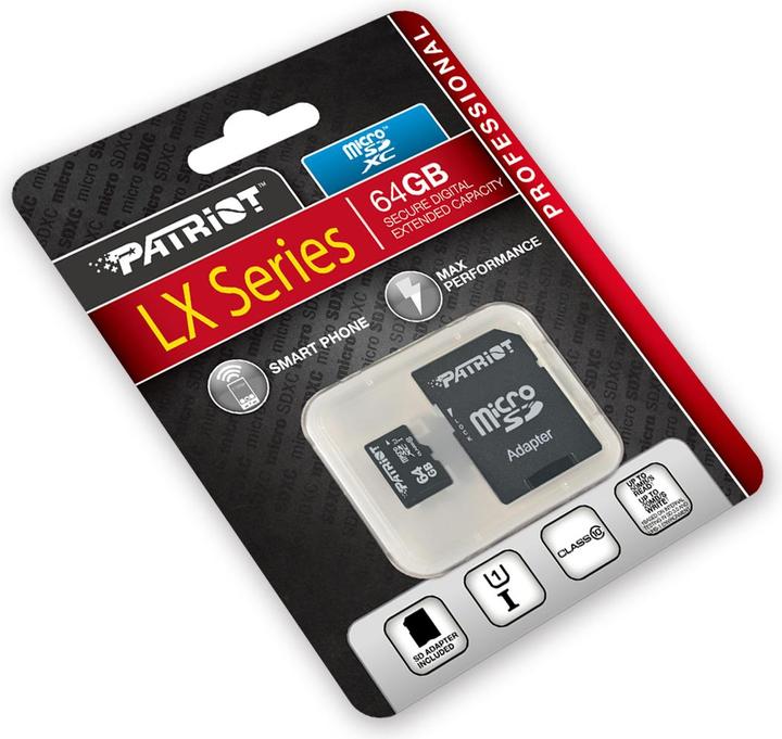 Produktbild Patriot microSDXC Speicherkarte Klasse 10 (64 GB, microSDXC)
