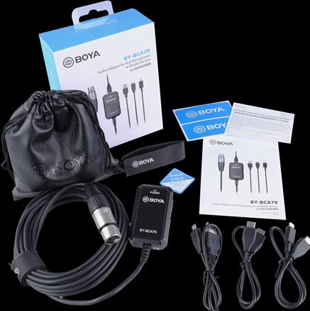 Actual product image Boya Audio adapter BY-BCA70 XLR microphone to smartphone
