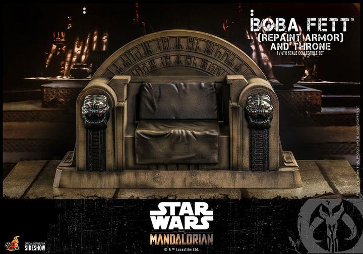 Actual product image Hot Toys Star Wars The Mandalorian Action Figure 1/6 Boba Fett (Repaint Armor) and Throne 30 cm