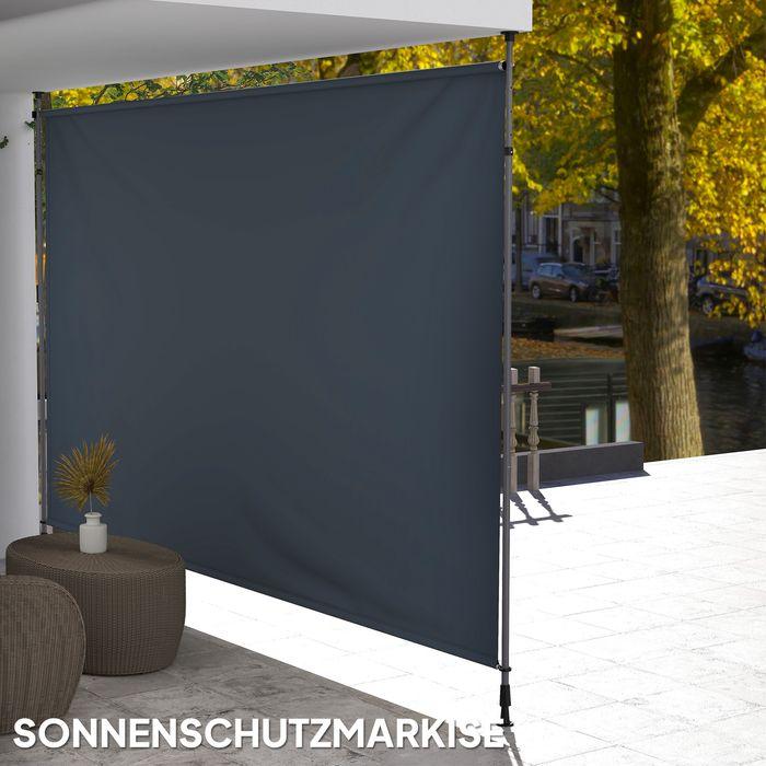Actual product image Swisshandel24 Klemmmarkise mit Handkurbel höhenverstellbar inkl. Wandhalterung 400 cm, Dunkelgrau (4 m)