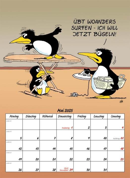 Produktbild Uli Stein Tierische Zeiten 2025: Monatskalender für die Wand (24 x 33 cm, Deutsch)