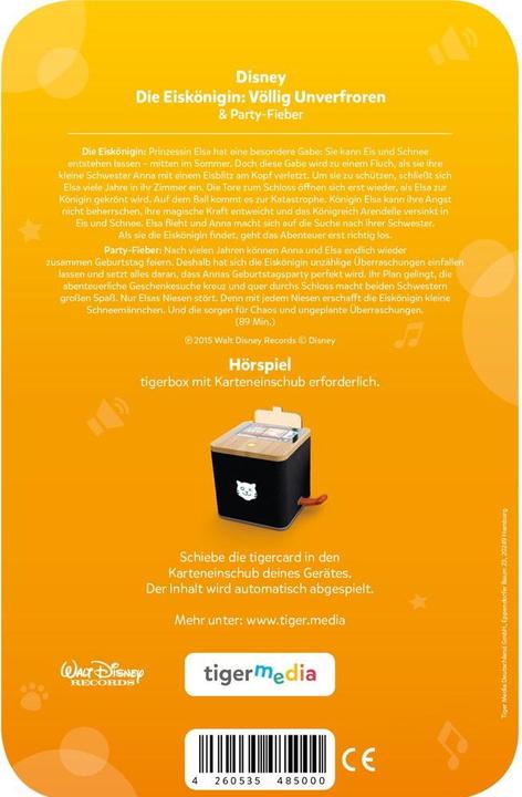 Produktbild Tigermedia tigercard - Disney Die Eiskönigin - Mit Extra-Hörspiel Special- Edition mit "Party-Fieber"