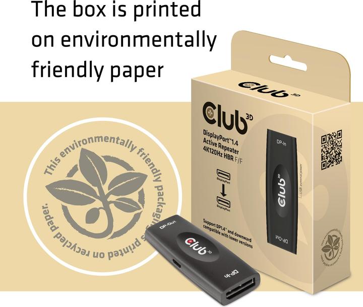 Produktbild Club 3D DisplayPort 1.4 Active Repeater (USB 2.0, 2.50 cm)
