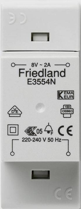 Produktbild Honeywell Klingeltrafo VDE E3554N Friedland 8V/2A