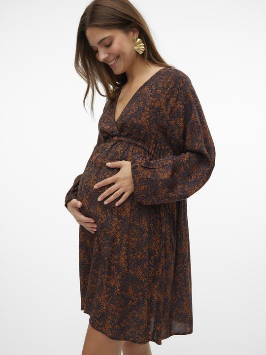 Produktbild Mamalicious Normal geschnitten V-Ausschnitt Elastische Bündchen Ballonärmel Kurzes Kleid Kleid (S)