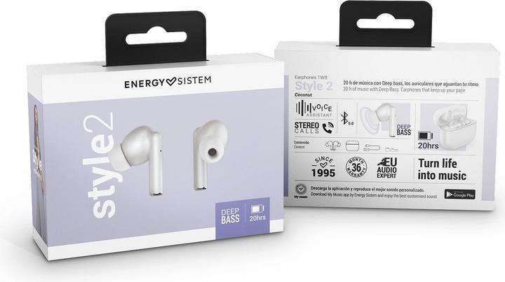 Actual product image Energy Sistem Style 2 Headphones True Wireless Stereo (TWS) In Ear Calls/Music Bluetooth White (ANC, 5 h, Wireless)
