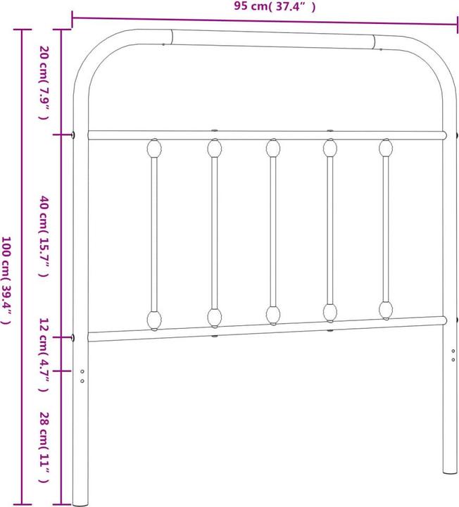 Actual product image VidaXL Kopfteil Metall Weiss 90 cm, Farbe: Weiss, Material (95 x 3 x 100 cm)
