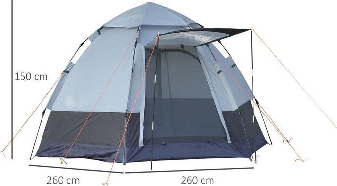 Image du produit Swisshandel24 Tente de camping 3-4 personnes tente familiale tente dôme 210T PU 3000mm montage facile acier gla (Tente igloo, 4 personnes)