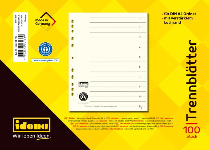 Image du produit Idena Intercalaires carton A4 chamois 100 pièces
