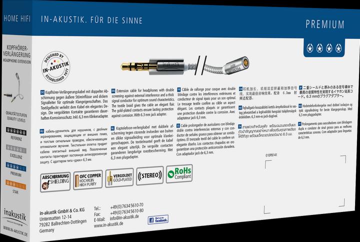 Produktbild Inakustik Premium 3.5mm Stereo-Klinken Verlängerungskabel (2 m, 3.5mm Klinke (AUX))