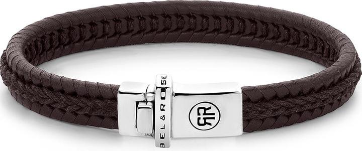 Rebel & Rose Armband Dual Twisted RR-L0137-S-L+ Herren (20 cm, Plata Esterlina 925, Piel de becerro)