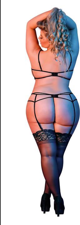 Actual product image Magic Silk Strappy Bra, Garter & G-Set w/ Rings (XXS)