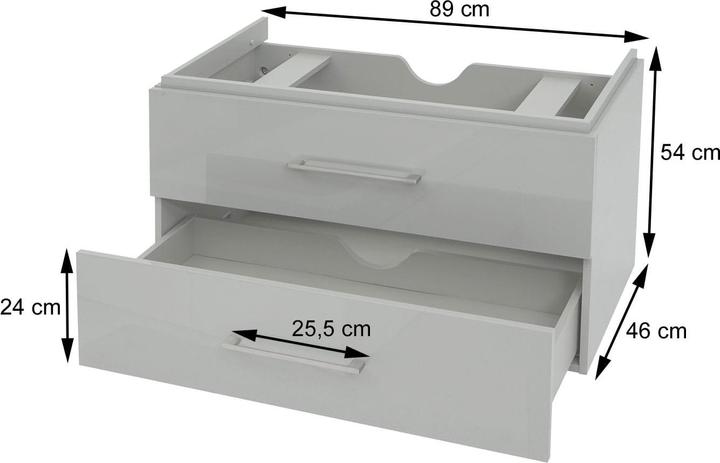 Produktbild Mendler Premium Waschbeckenunterschrank, Waschtischunterschrank Waschtisch Badmöbel, hochglanz 90cm schwarz