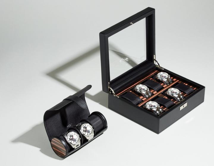 Image du produit Rouleau de montre Roadster en cuir véritable pour 3 montres-bracelets avec capsule supplémentaire