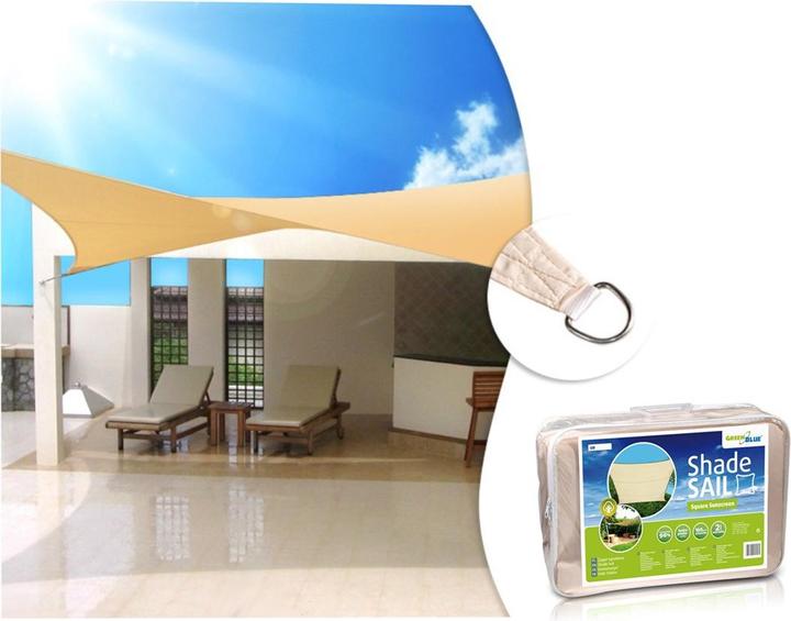 Actual product image Greenblue Garden sail sunshade made of UV polyester, 4 m, square, GB504, cream coloured hydrophobic surface (4 x 4 m)