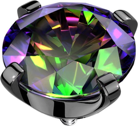Produktbild Star Piercing Dermal Anchor schwarz Kristall dunkel multicolor gefasst (ohne Messing, Titan G23)