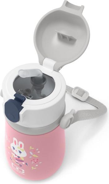 Actual product image Monbento Kids Insulated Water Bottle MB Stram Bunny - 360ml - Leakproof Water Bottle with Straw - Strap & Han (0.36 l)
