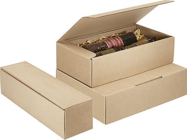 Image du produit kaiserkraft Boîte cadeau pour bouteilles, cannelure C, pour 1 bouteille, bleu, à partir de (1 x)