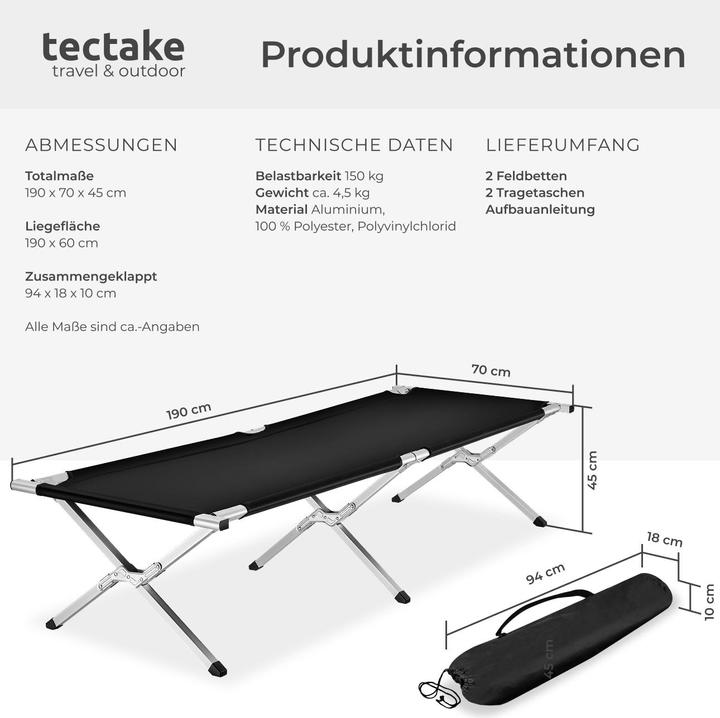 Actual product image tectake Camp bed