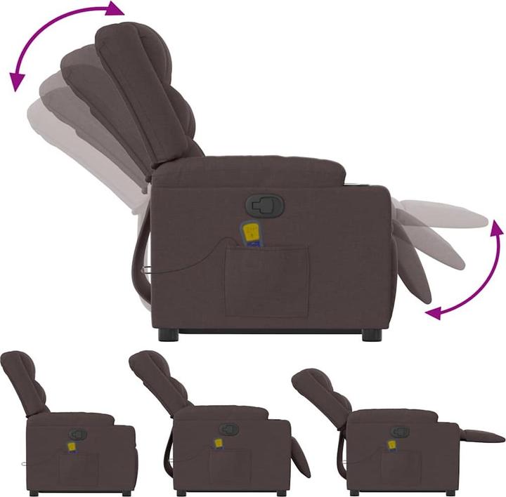Actual product image VidaXL Massage chair with stand-up aid dark brown fabric