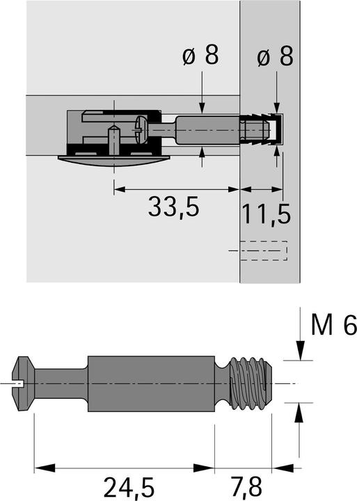Produktbild Hettich Einschraubdübel DU 643 blank Gewinde M6 (1 Stk.)
