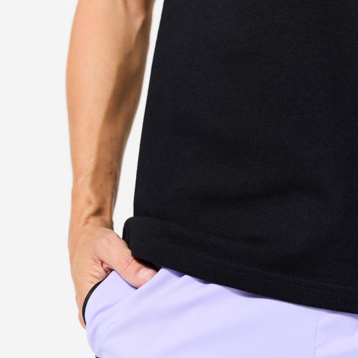 Image du produit Domyos T-shirt de fitness regular en coton homme, noir ultra (M)