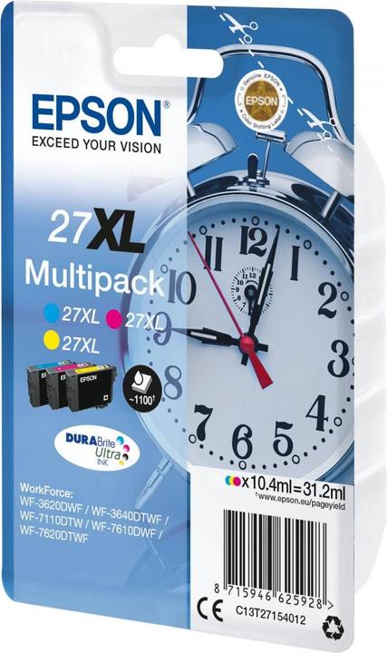 Actual product image Epson 27XL Multipack DuraBrite Ultra (M, C, Y)