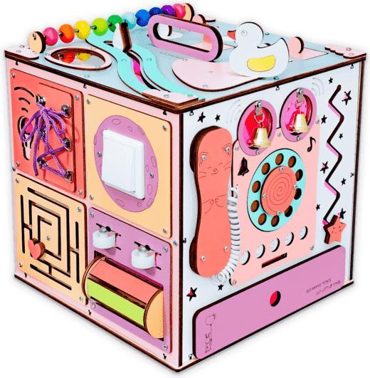 Produktbild Activity Board Sensorisches spielzeug, Motorikcenter, Activity würfel Busycube, Montessori Spielzeug - Rosa